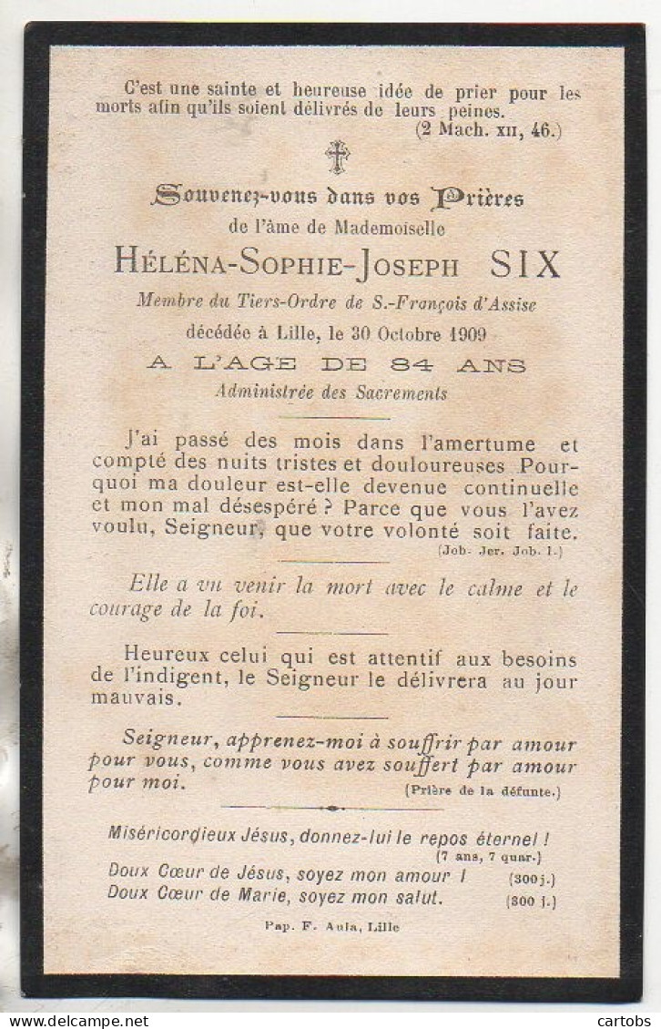 Faire Part De Décès 1909 - Esquela