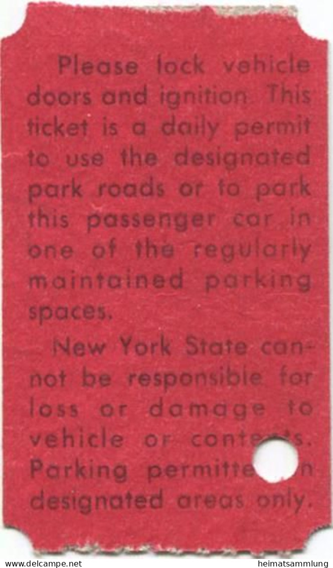 USA - Vehicle Use Pass New York State - Parks 1983 - Tickets - Vouchers