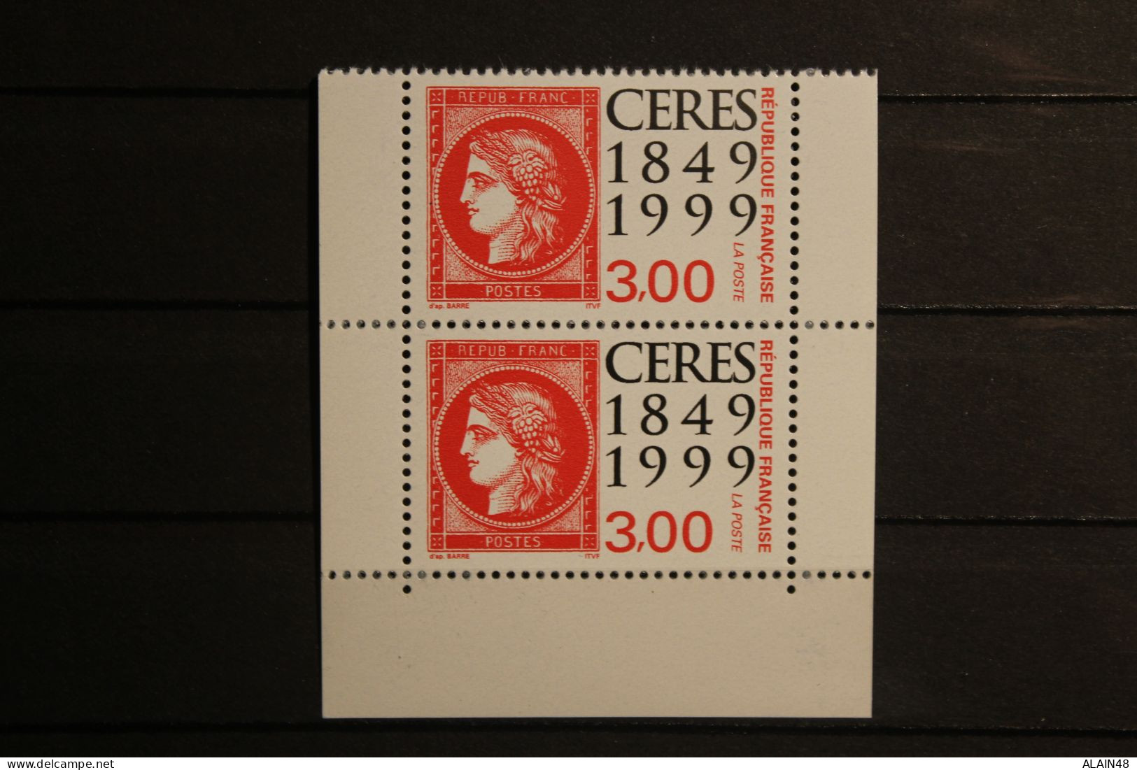 FRANCE 1999 PAIRE DU N°3212 CERES ROUGE BAS DE CARNET PHILEXFRANCE 99 NEUF** TB - Ungebraucht