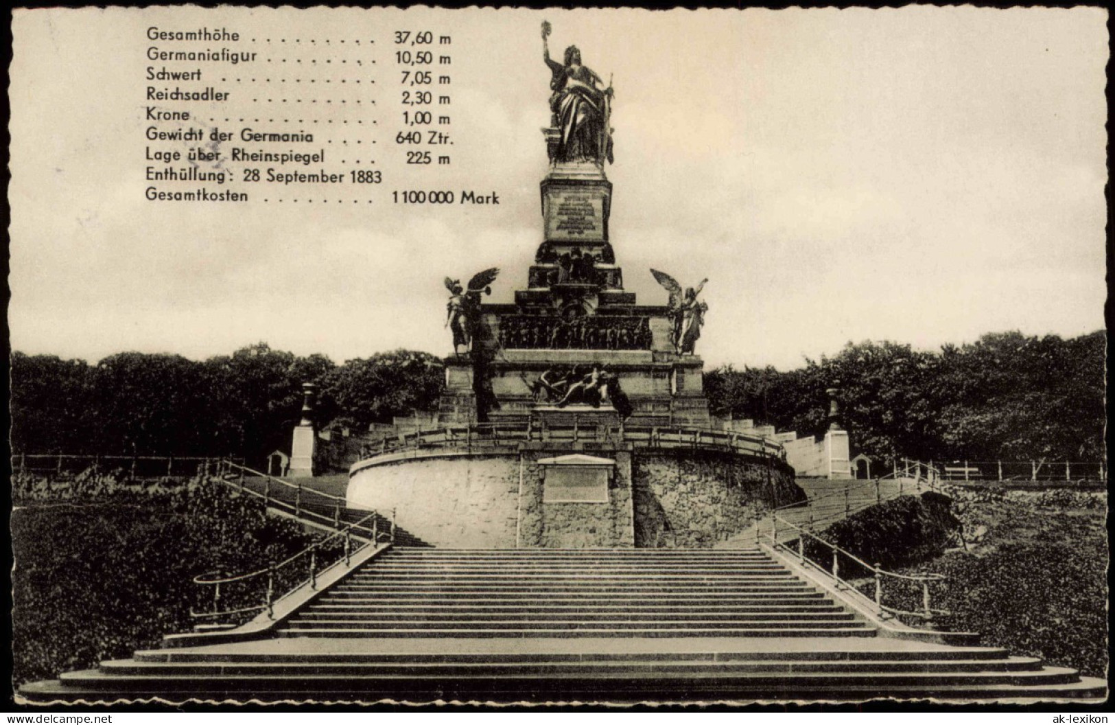 Ansichtskarte Rüdesheim (Rhein) National-Denkmal / Niederwalddenkmal 1957 - Ruedesheim A. Rh.