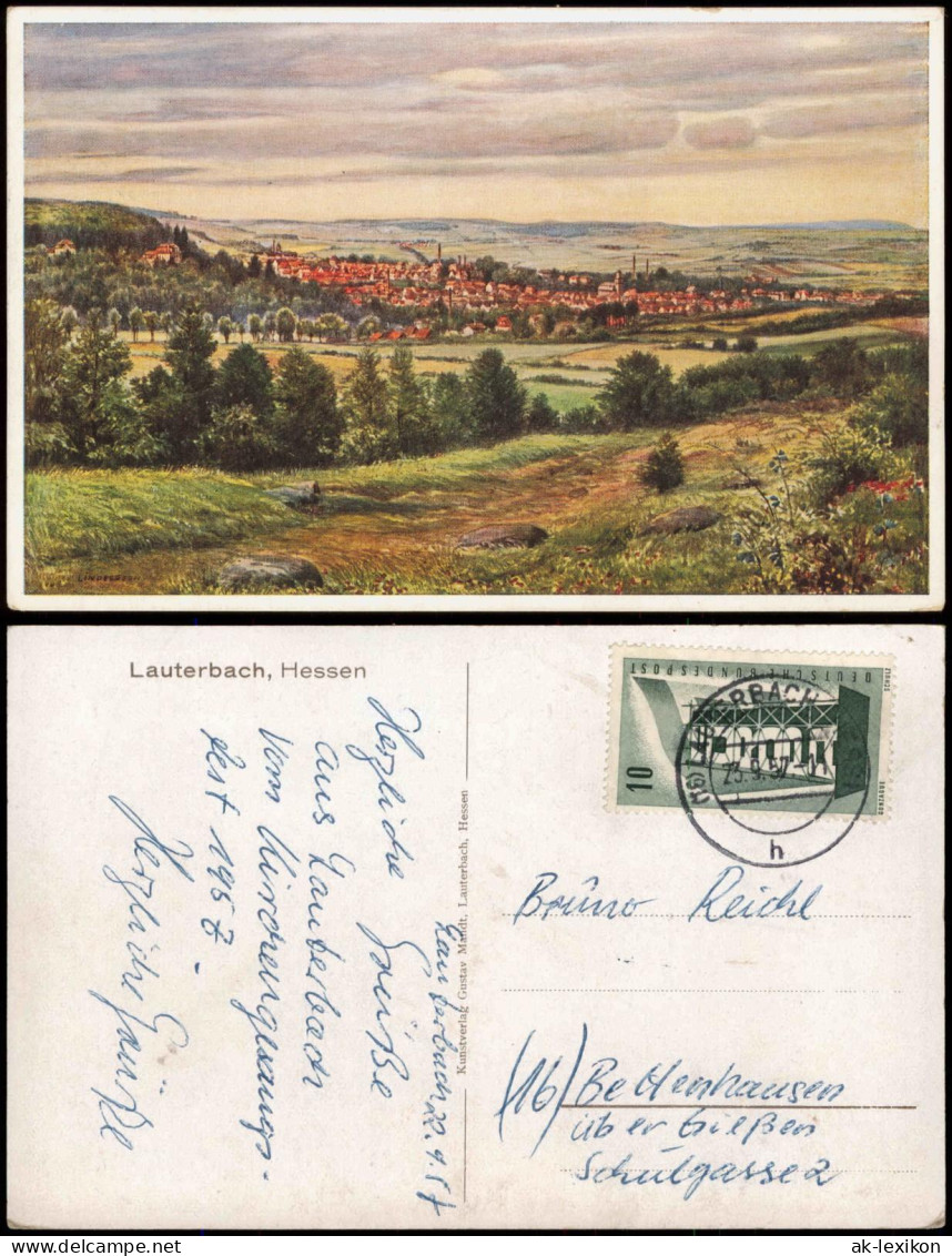 Ansichtskarte Lauterbach (Hessen) Stadt - Künstlerkarte 1957 - Lauterbach
