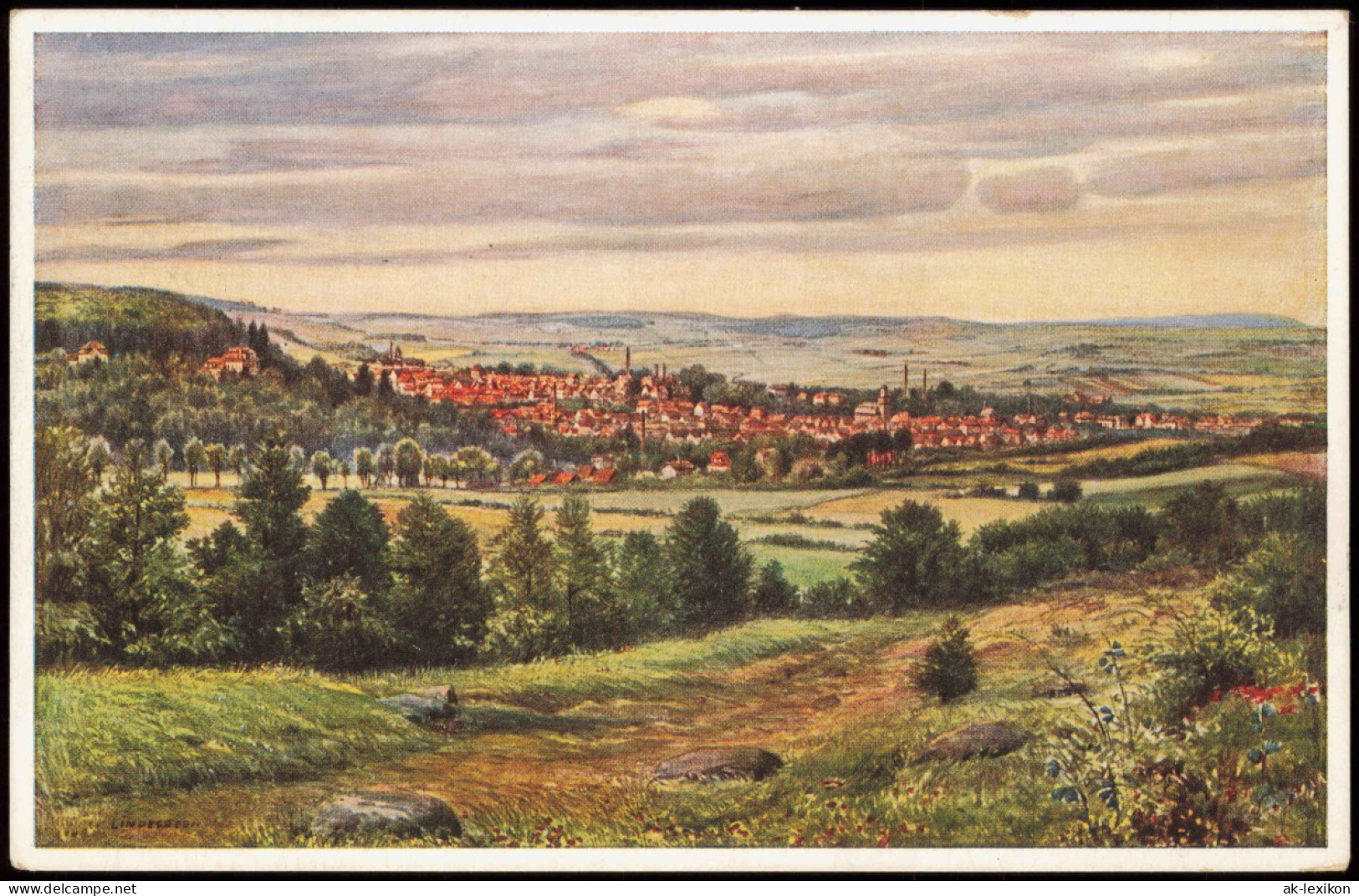 Ansichtskarte Lauterbach (Hessen) Stadt - Künstlerkarte 1957 - Lauterbach