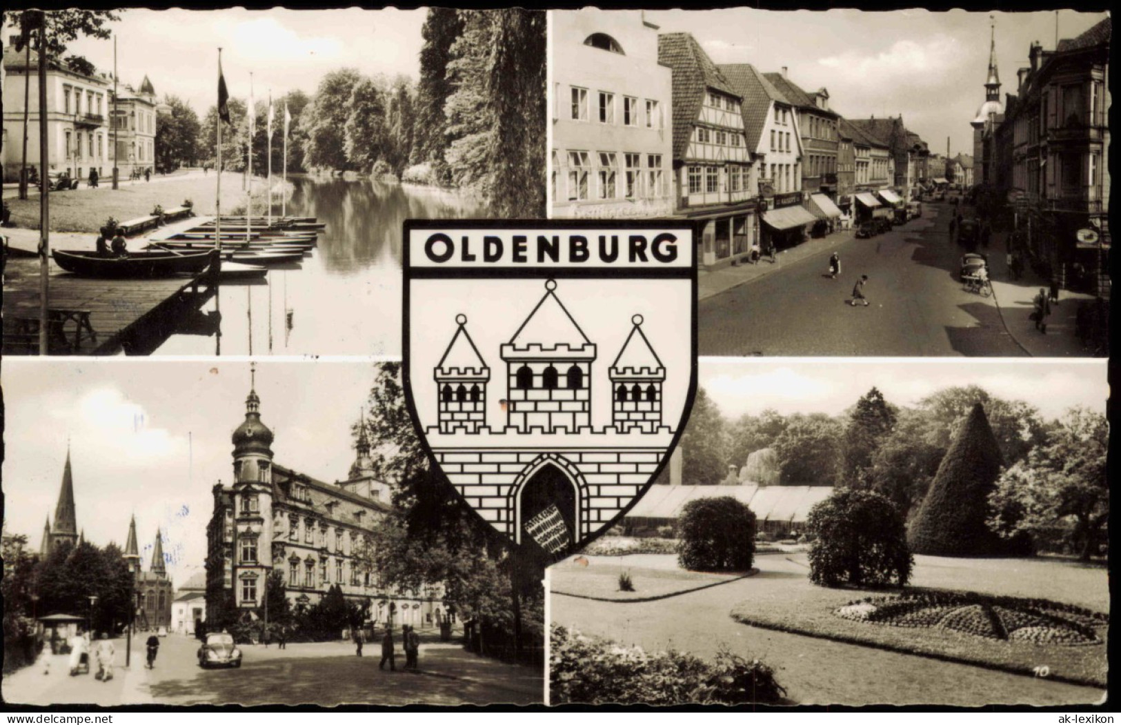 Ansichtskarte Oldenburg Straßen, Park, Bootsanleger 1964 - Oldenburg