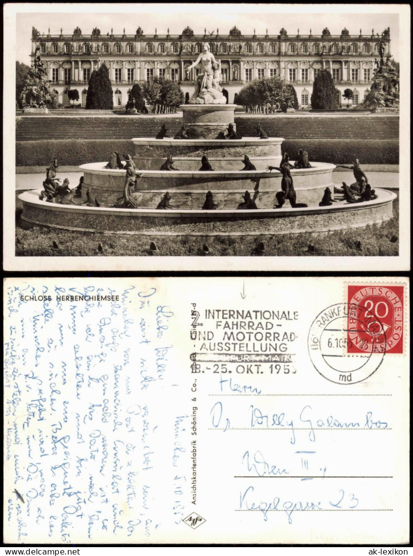 Ansichtskarte Chiemsee Herrenchiemsee Mit Schloss 1953  Gel. 20 Pfg. Posthorn - Chiemgauer Alpen