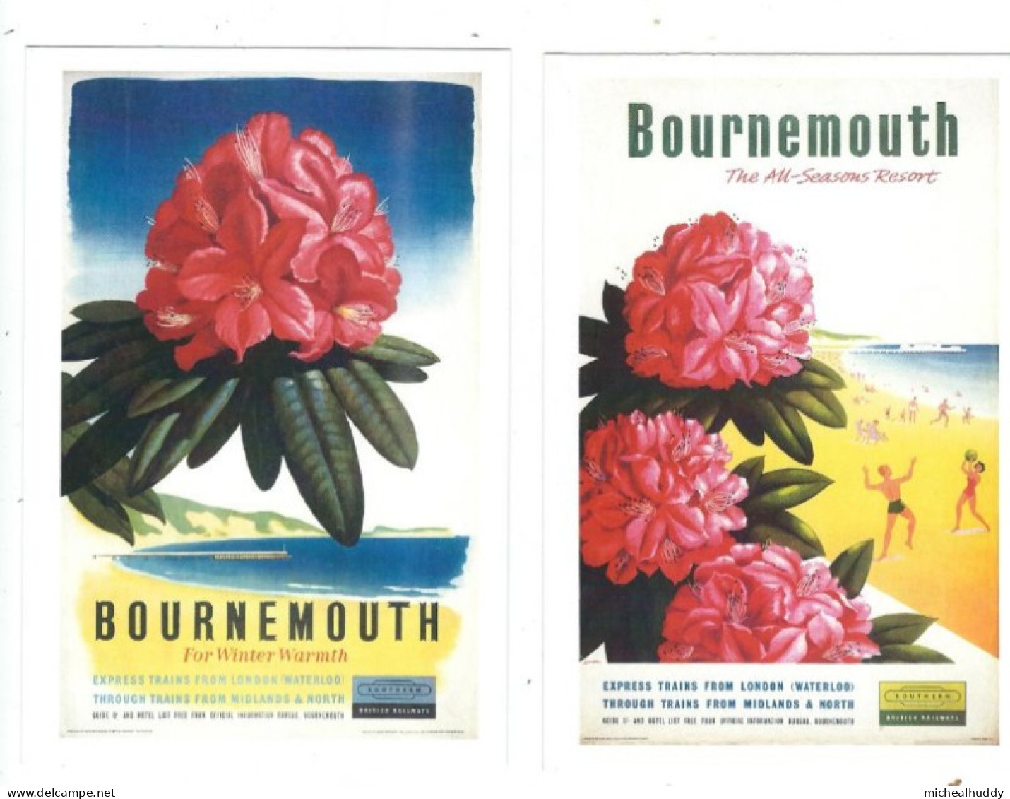 2 POSTCARDS UK RAIL ADVERTISING  BOURNEMOUTH - Publicidad