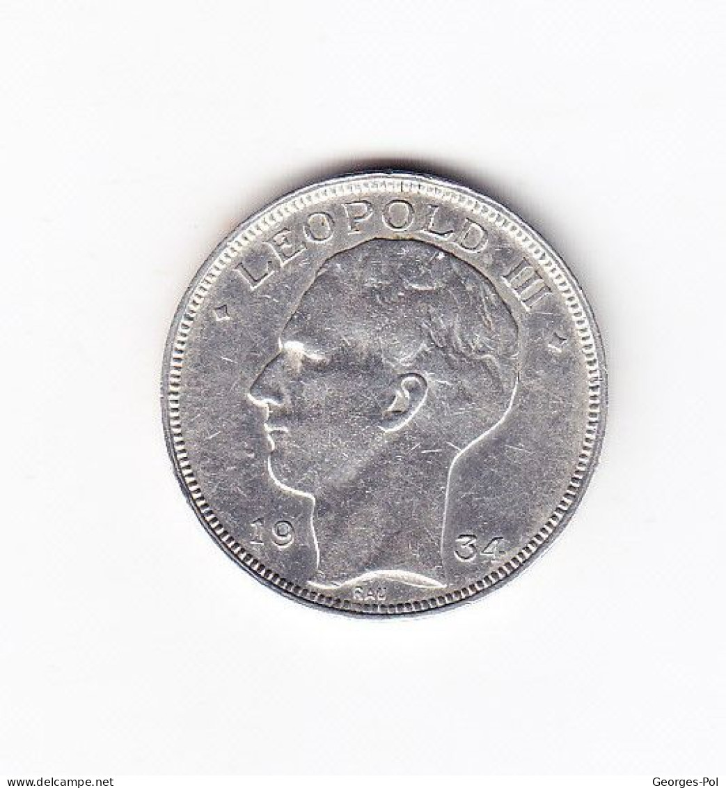 20 F Belgique. Léopold III. Argent. Tr. Inscrite En Creux: Belgique-België. Pos B. 1934 - 20 Francs