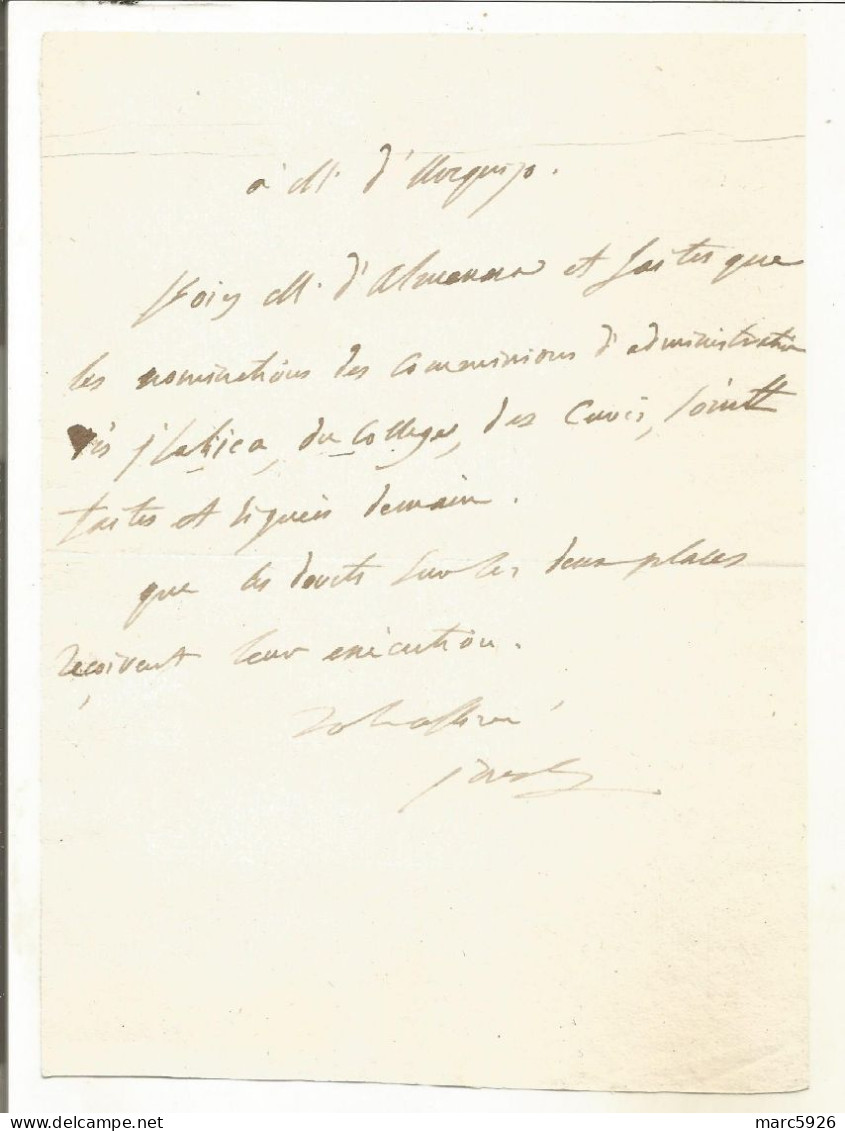 N°1724 ANCIENNE LETTRE DE JOSEPH BONAPARTE A URQUIJO PAS DE DATE - Historische Dokumente