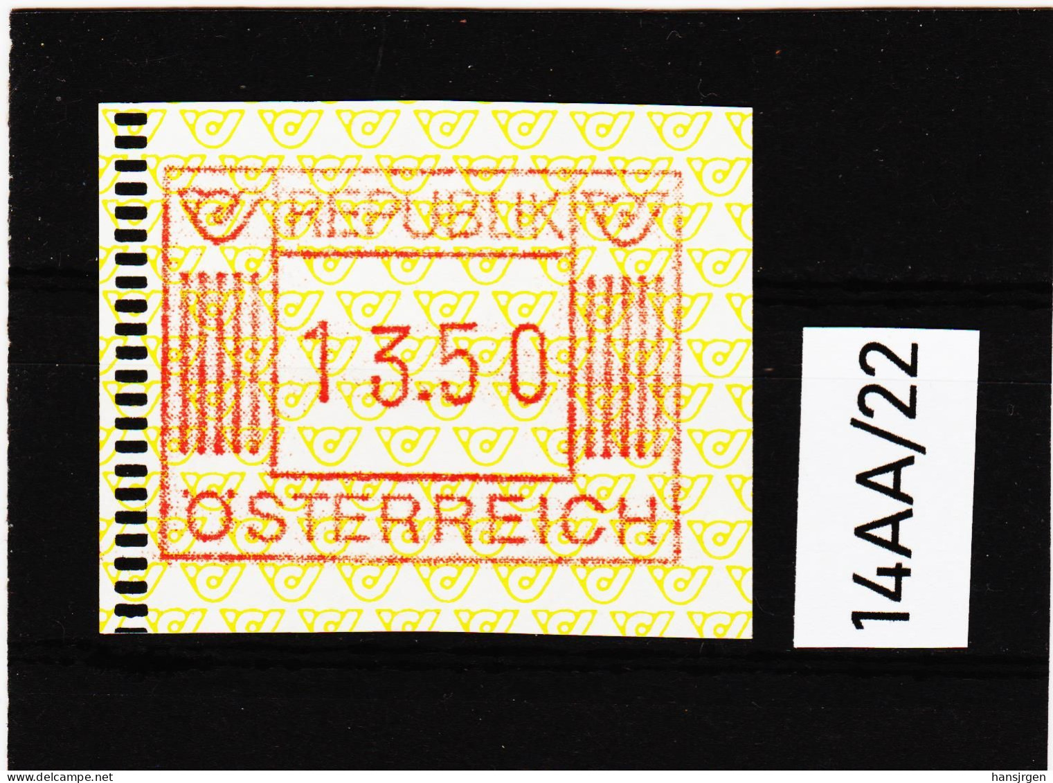 14AA/22  ÖSTERREICH 1983 AUTOMATENMARKEN 1. AUSGABE  13,50 SCHILLING   ** Postfrisch - Timbres De Distributeurs [ATM]