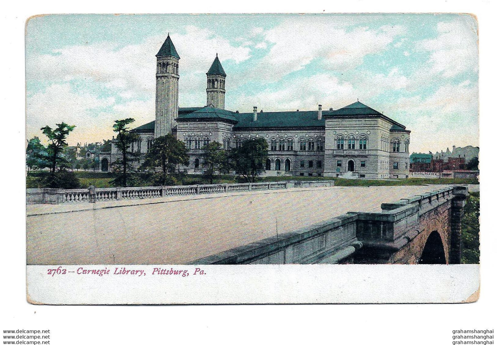 Postcard USA PA Pennsylvania Pittsburgh Carnegie Building Posted 1917 & Carnegie Library Unposted - Pittsburgh