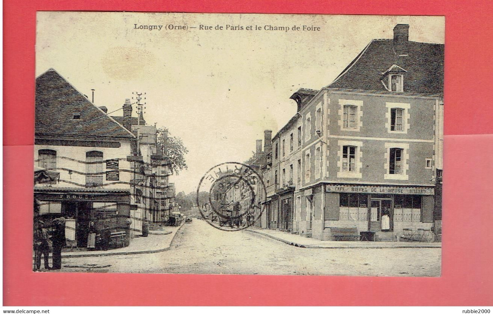 LONGNY 1926 RUE DE PARIS ET LE CHAMP DE FOIRE CAFE CARTE EN BON ETAT - Longny Au Perche