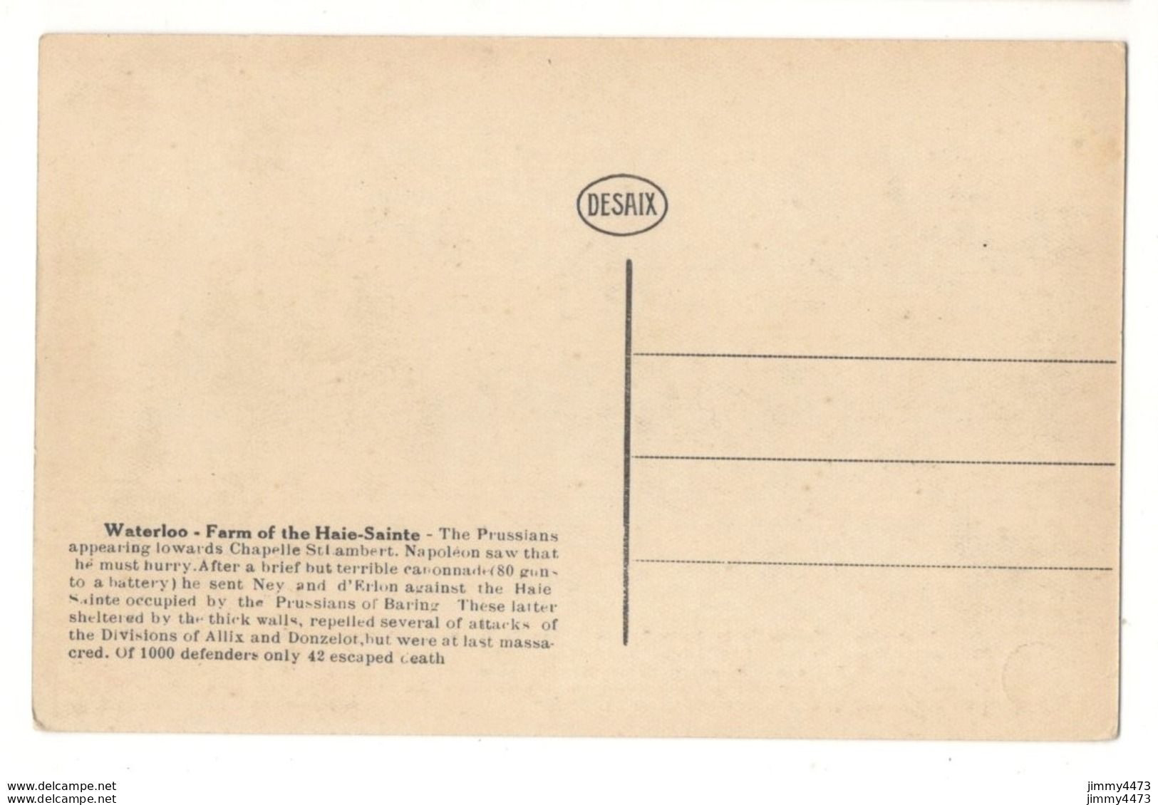 CPA - WATERLOO - Ferme De La Haie Sainte + Texte Au Dos - Edit. DESAIX - Fermes