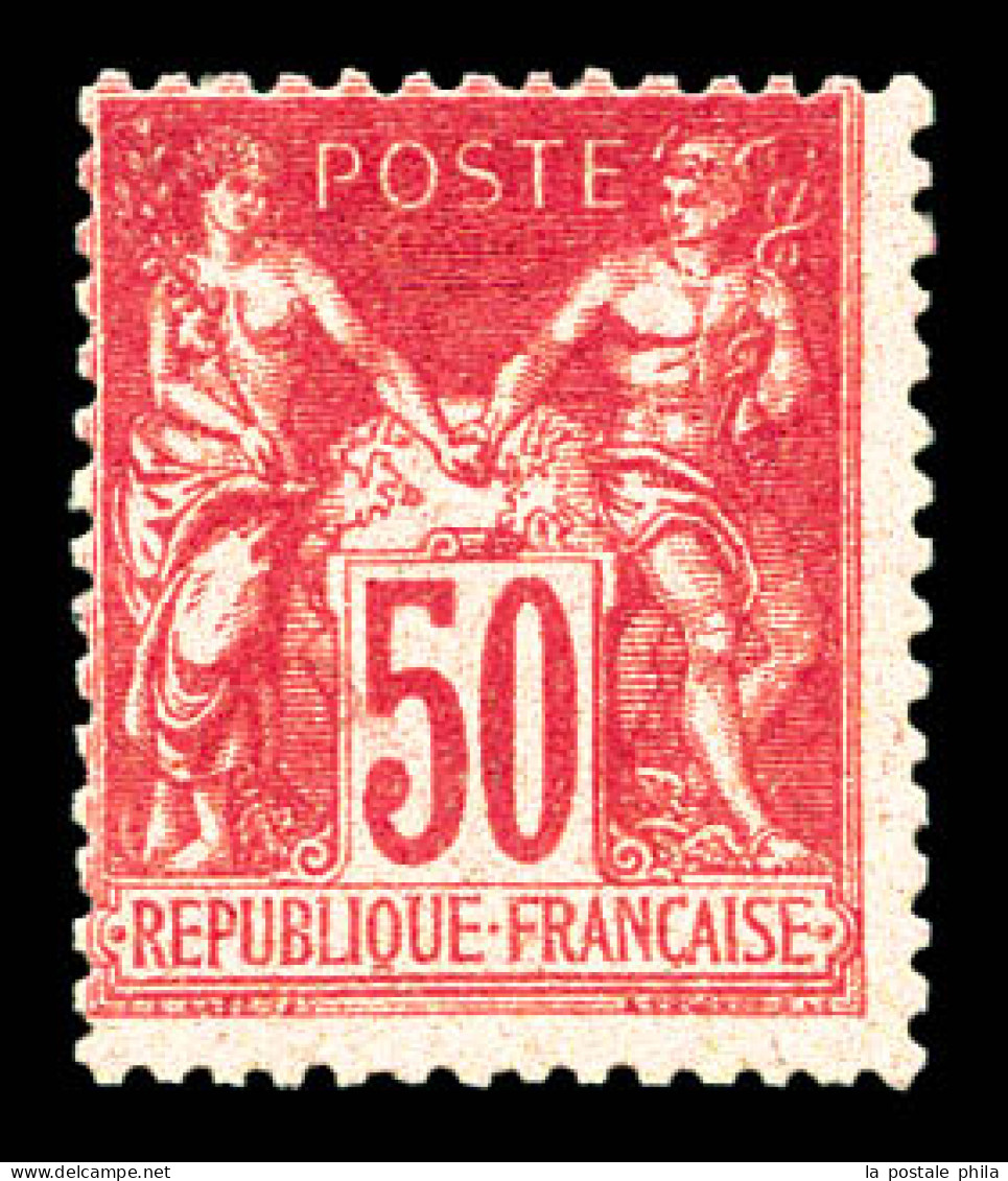 N°104, 50c Rose Type I: Variété Recto-verso Partiel, Fraîcheur Postale. SUP. R. (certificat)  Qualité: **   - 1898-1900 Sage (Tipo III)