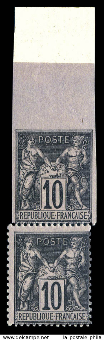 N°103, 10c Noir Sur Lilas: Non Dentelé Tenant à Dentelé En Paire Haut De Feuille. TTB  Qualité: **  Cote: 400 Euros - 1898-1900 Sage (Tipo III)