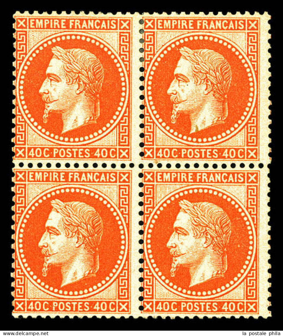 N°31b, 30c Orange-vif, Nuance Exceptionnelle, Bloc De Quatre (2ex*), Fraîcheur Postale. SUPERBE. R.R. (signé/certificat) - 1863-1870 Napoleon III With Laurels