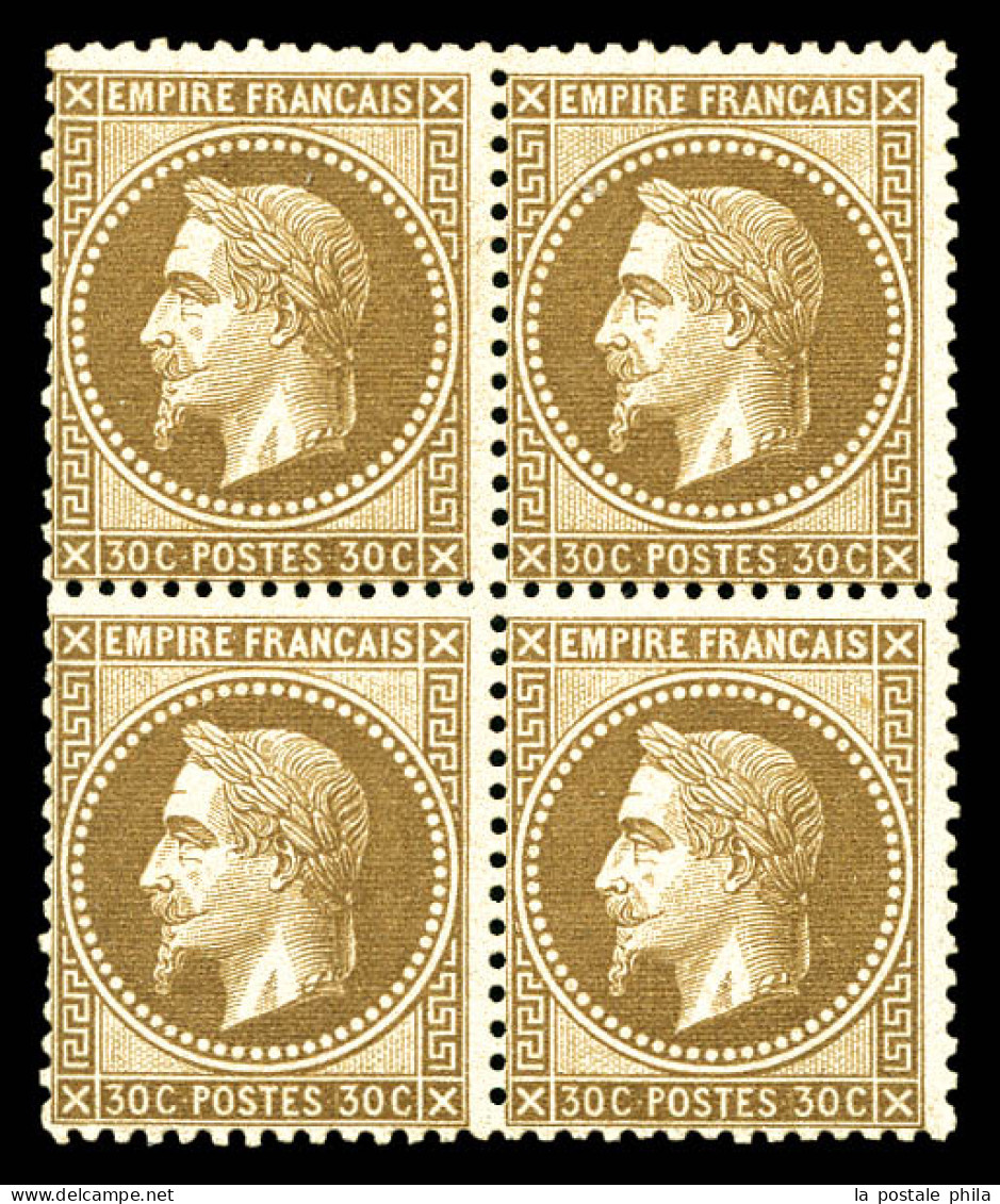 N°30a, 30c Brun Clair, Bloc De Quatre (2ex*), Fraîcheur Postale. SUP. R. (signé/certificat)  Qualité: **   - 1863-1870 Napoleon III With Laurels