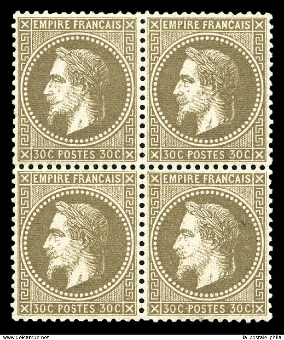 N°30a, 30c Brun Clair En Bloc De Quatre (2ex*), Très Bon Centrage, Fraîcheur Postale. SUPERBE. R. (certificats)  Qualité - 1863-1870 Napoleon III With Laurels