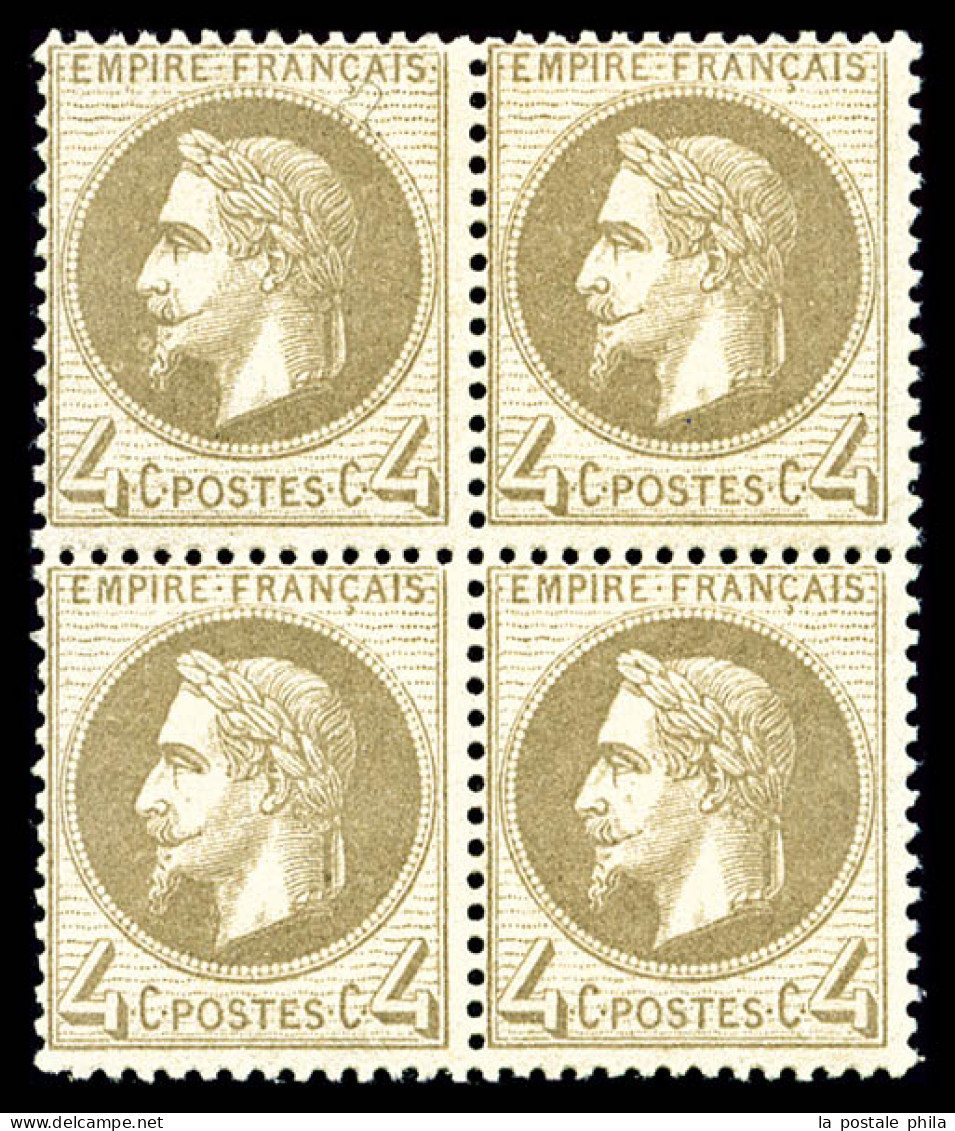 N°27Bb, 4c Gris-jaunâtre Type II En Bloc De Quatre, Fraîcheur Postale, TTB (certificat)  Qualité: **   - 1863-1870 Napoleon III With Laurels