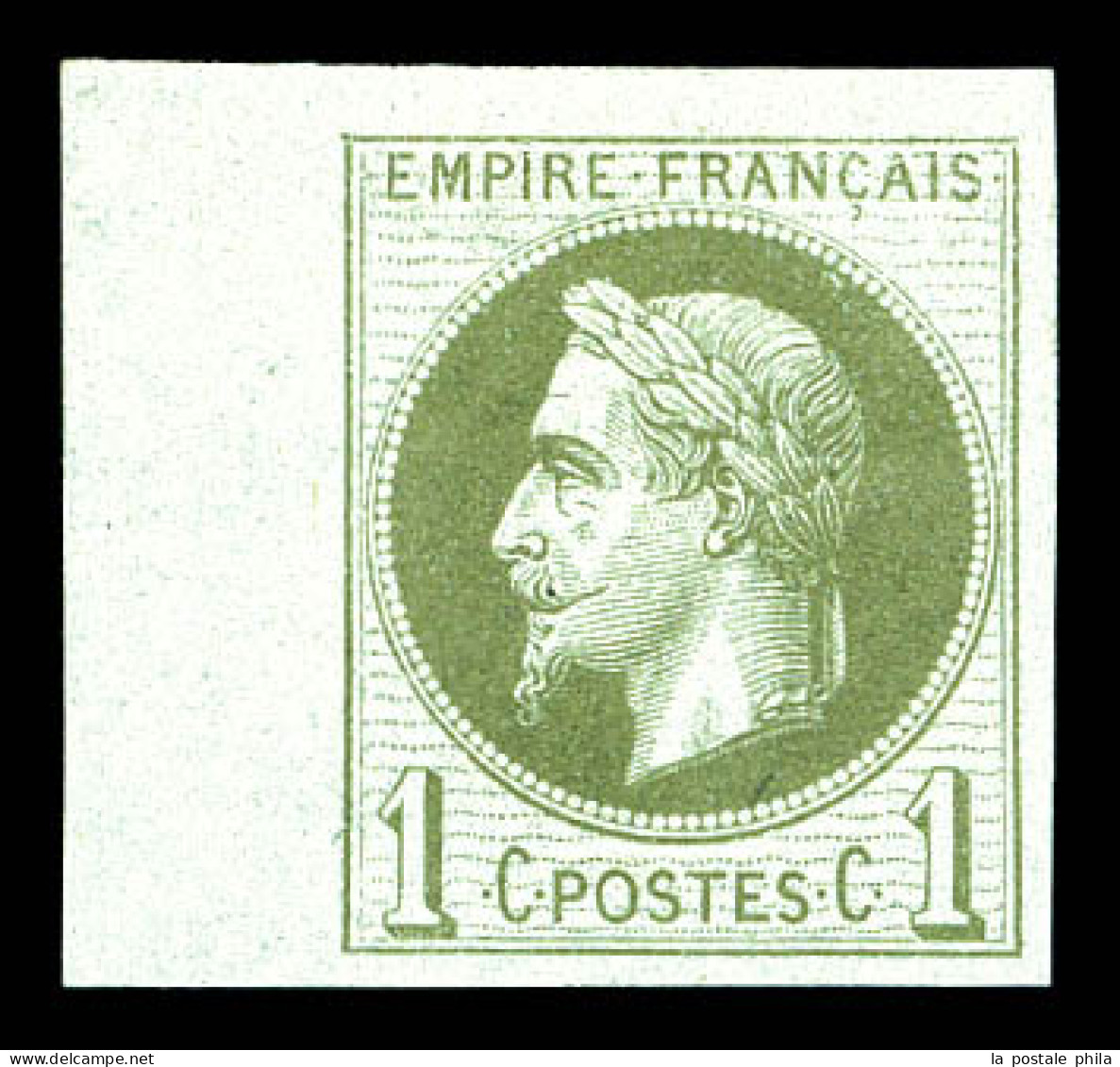 N°25c, Rothschild, 1c Olive Impression Fine Non Dentelé Bdf, Fraîcheur Postale. SUP (signé Scheller/certificat)  Qualité - 1863-1870 Napoleon III With Laurels