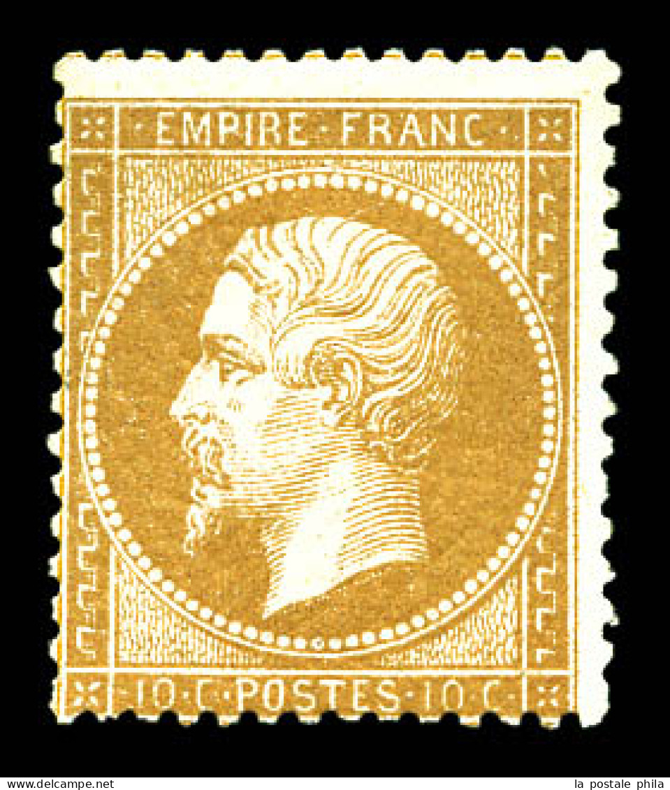 N°21, 10c Bistre, Frais, TB (certificat)  Qualité: *  Cote: 2250 Euros - 1862 Napoleon III