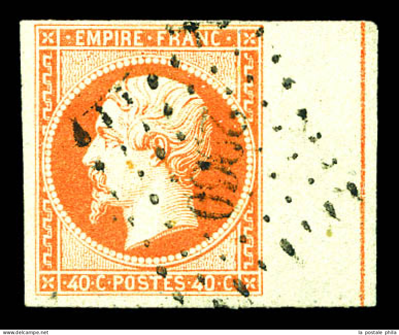 N°16, 40c Orange Obl Pc 2960, Bord De Feuille Avec Filet D'encadrement, R.R, SUP (certificat)  Qualité: Oblitéré  Cote:  - 1853-1860 Napoléon III