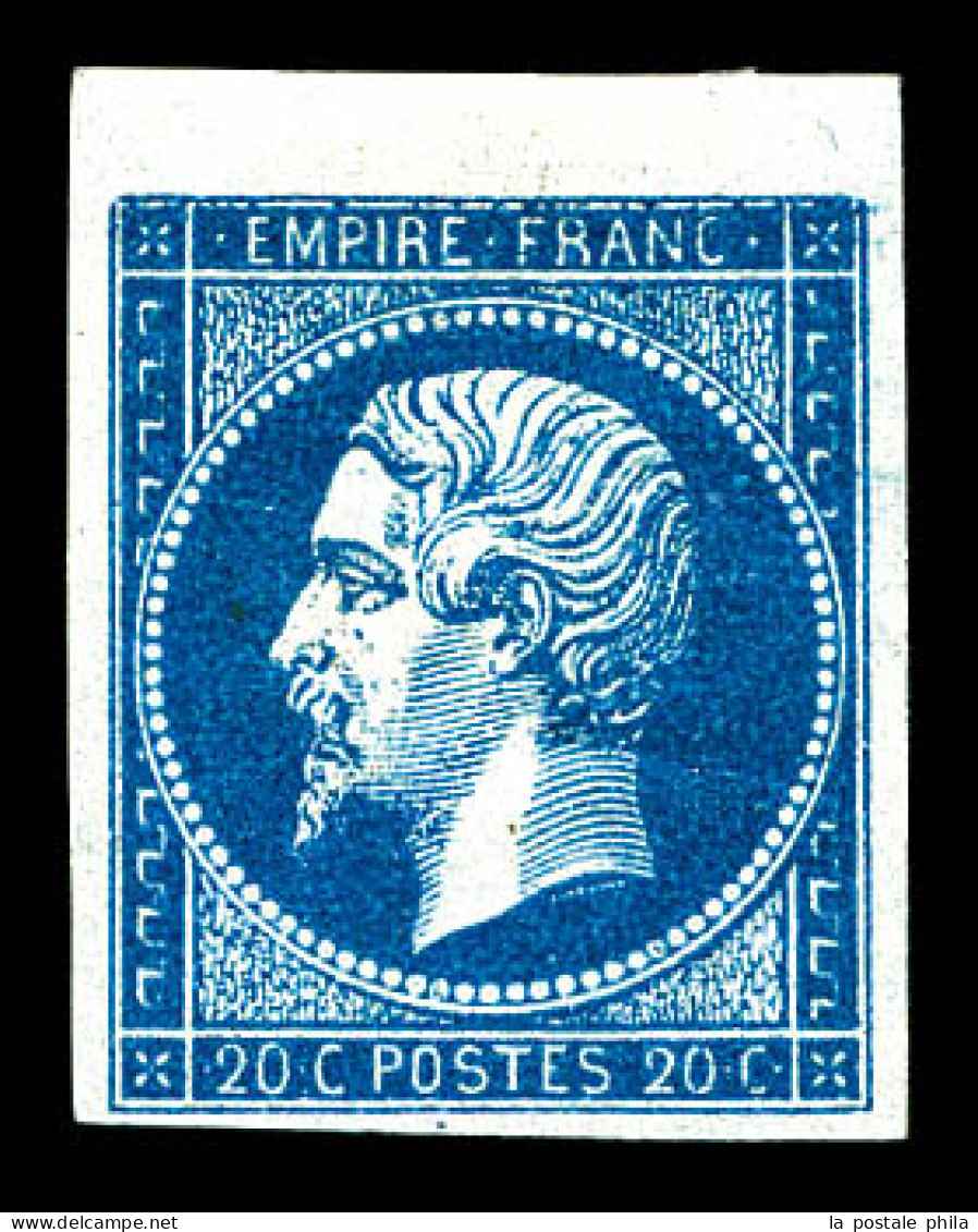 N°14Aa, 20c Bleu Foncé, Petit Bdf. SUP (signé Calves/certificat)  Qualité: *  Cote: 600 Euros - 1853-1860 Napoléon III