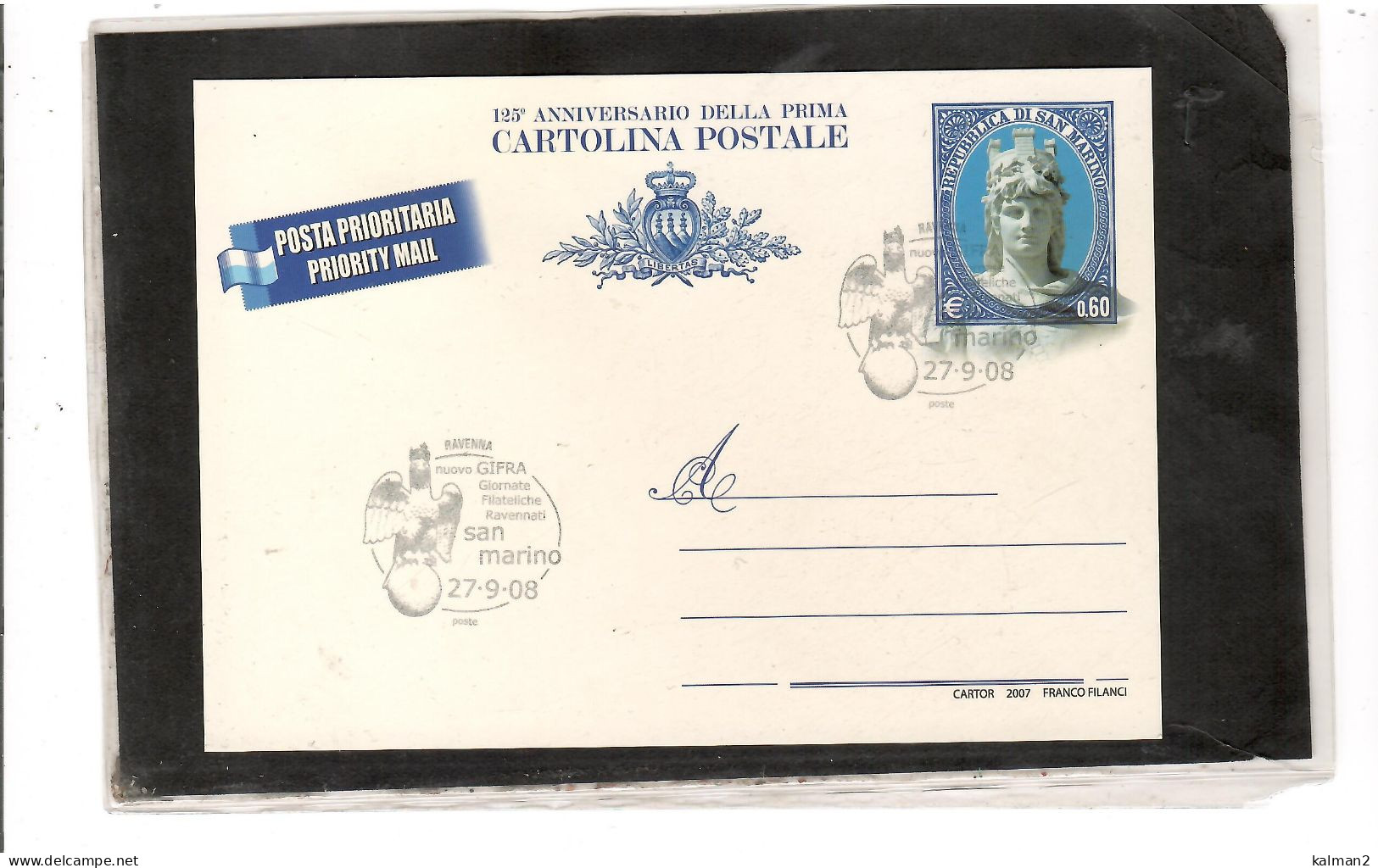 TEM20125 - SAN MARINO 27.9.2008  /  GIORNATE FILATELICHE RAVENNATE-NUOVO GIFRA - Philatelic Exhibitions