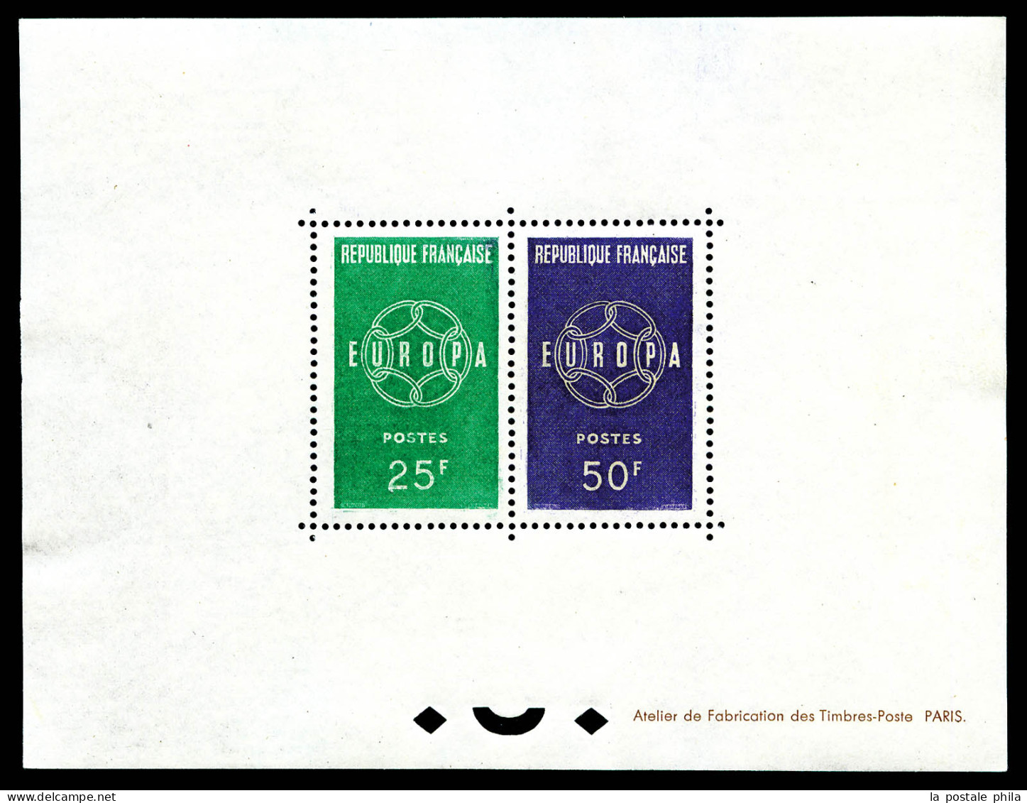 Blocs Spéciaux N°1218/1219, Paire Europa De 1959 (tirage 20 Exemplaires), Rare Et SUP (certificat)  Qualité: **   - Mint/Hinged