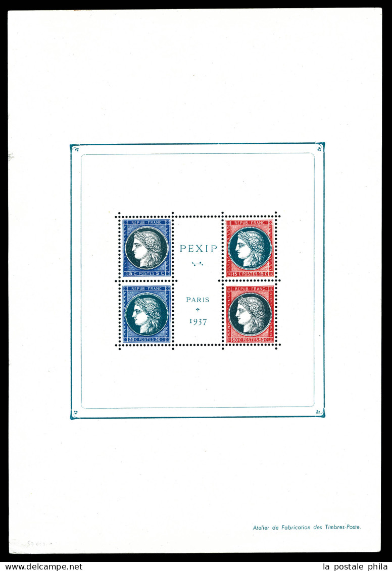 N°3, Non Emis: Exposition Philatélique De 1937, Dentelure Centrale PARTIELLE, Cadre BLEU Au Lieu De Brun Et Couleurs Dif - Mint/Hinged