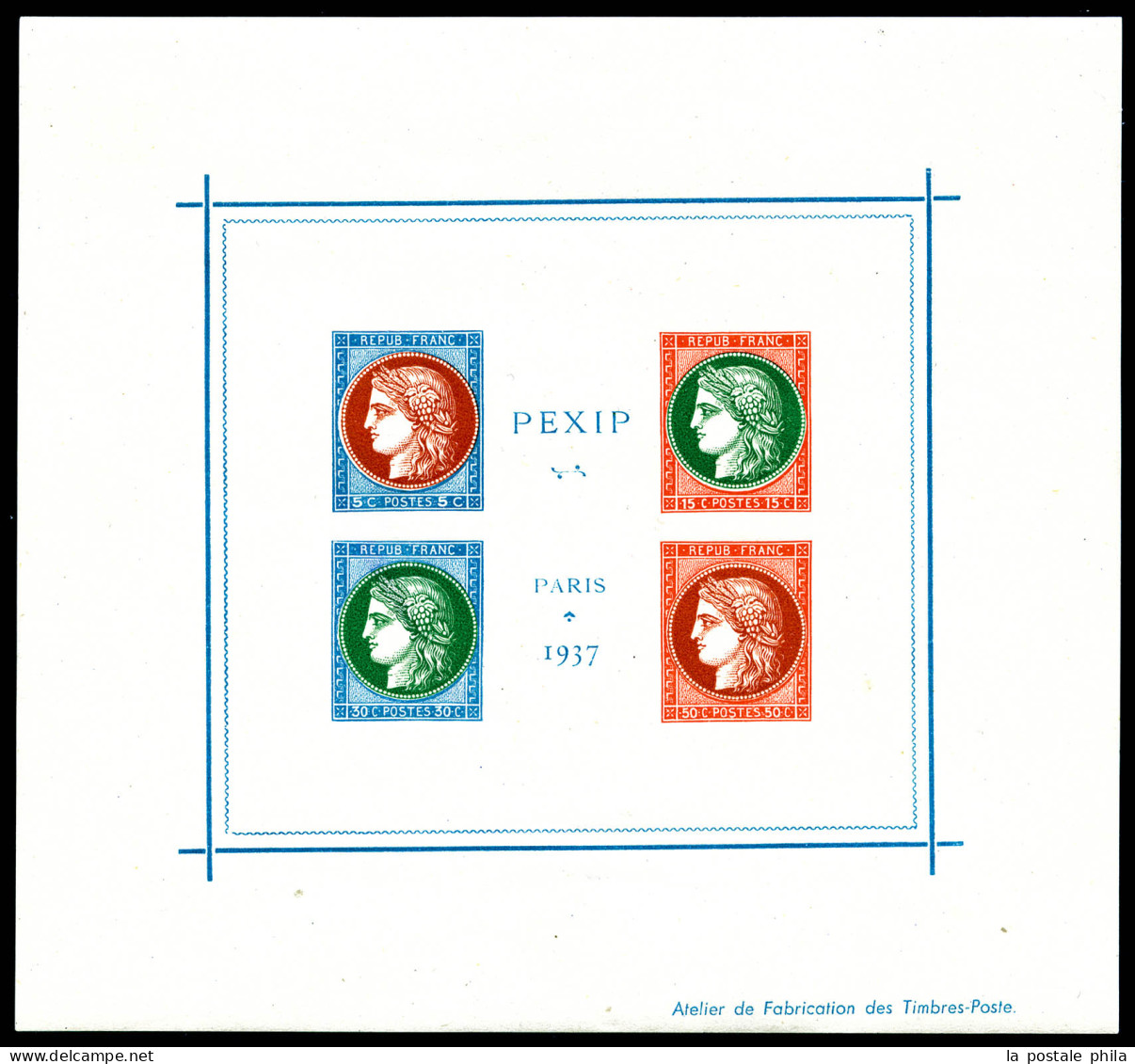 N°3, NON EMIS: Exposition Philatélique De 1937 PEXIP Format 140mm X 130mm Avec Couleurs Différentes, GRANDE RARETE, SUPE - Mint/Hinged