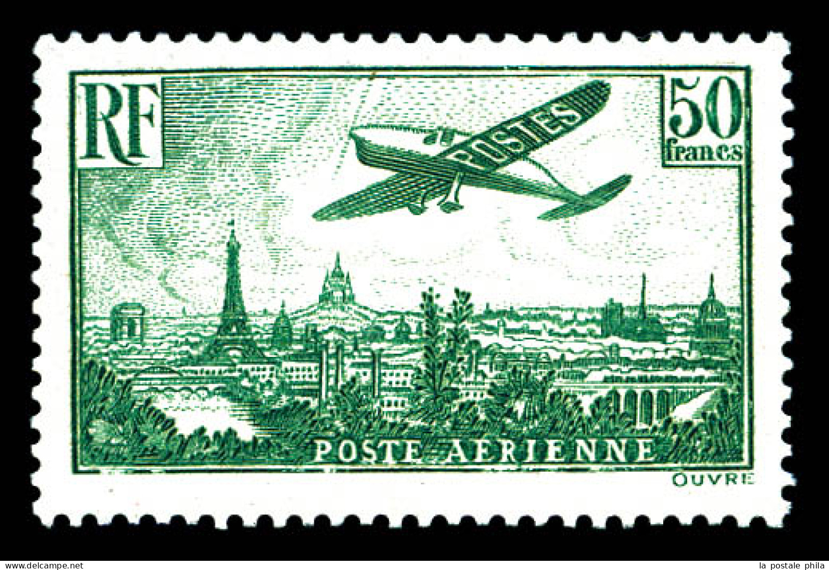 N°14b, 50F Vert-foncé, TB (certificat)  Qualité: **  Cote: 2400 Euros - 1927-1959 Neufs