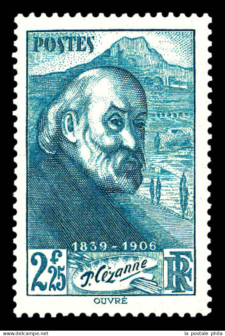 N°421B, Non émis: Cézanne 2f 25 Bleu-vert. SUPERBE. R.R. (signé Brun/Calves/certificats)  Qualité: **  Cote: 9000 Euros - Unused Stamps