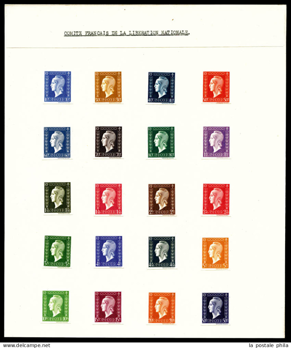 N°682/701, Série DULAC De 20 Timbres Collés Sur Feuillet Du Comité Francais De La Libération Nationale. Feuillet Provena - Neufs