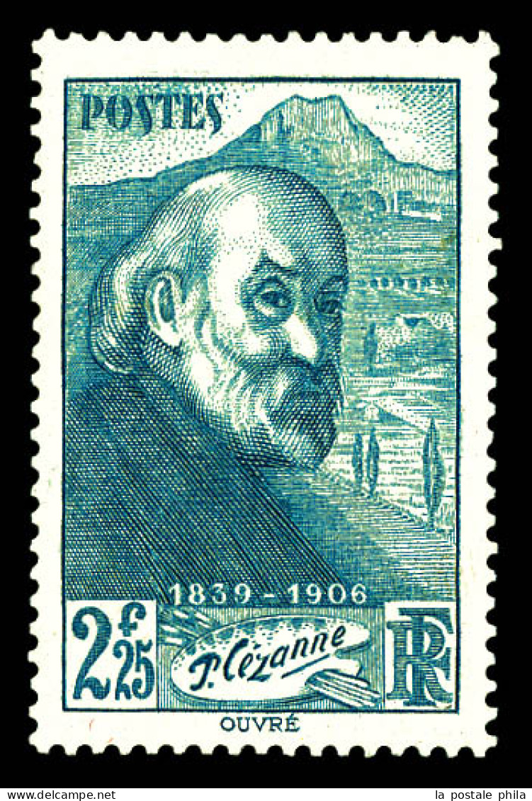 N°421B, Non émis: Cézanne 2f 25 Bleu-vert. SUPERBE. R.R. (signé Brun/certificat)  Qualité: *  Cote: 6000 Euros - Unused Stamps