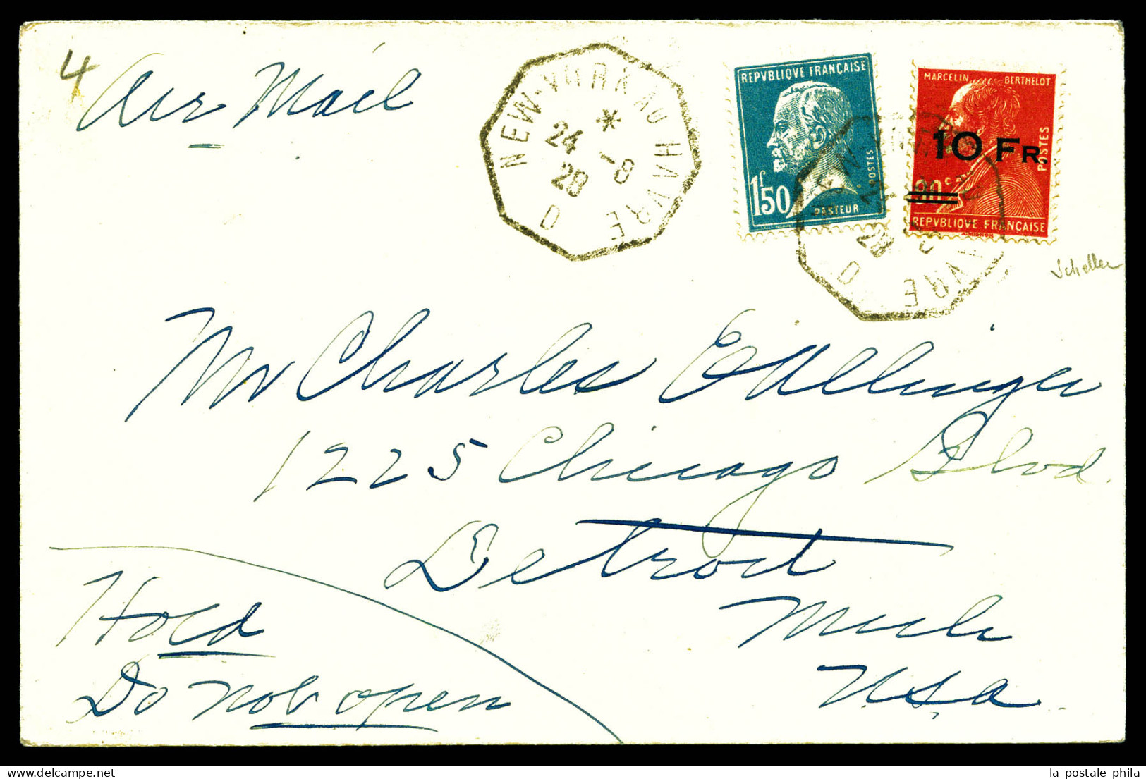 N°3, Berthelot Surchargé à Bord Du Paquebot 'ILE DE FRANCE' 10F Sur 90c Rouge, Bon Centrage (+N°181) Obl Càd 'NEW-YORK A - 1927-1959 Lettres & Documents