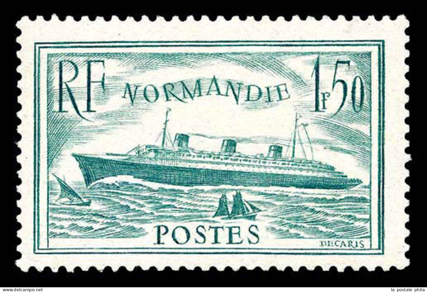 N°300A, NON EMIS: Normandie, 1F50 BLEU-VERT Provenant De La Seule Feuille Connue (25 Exemplaires), Infimes Adhérences, F - Nuevos