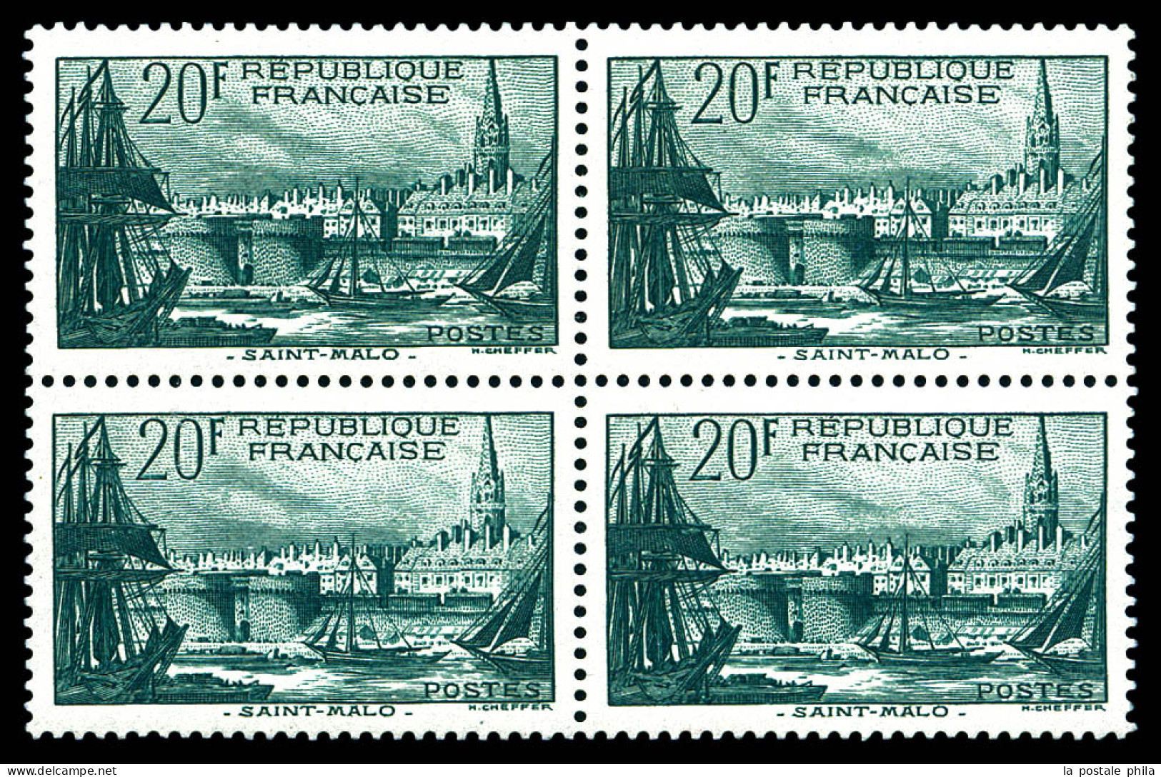 N°394a, Port De St Malo Papier épais: Bloc De Quatre. TB  Qualité: **  Cote: 460 Euros - Unused Stamps