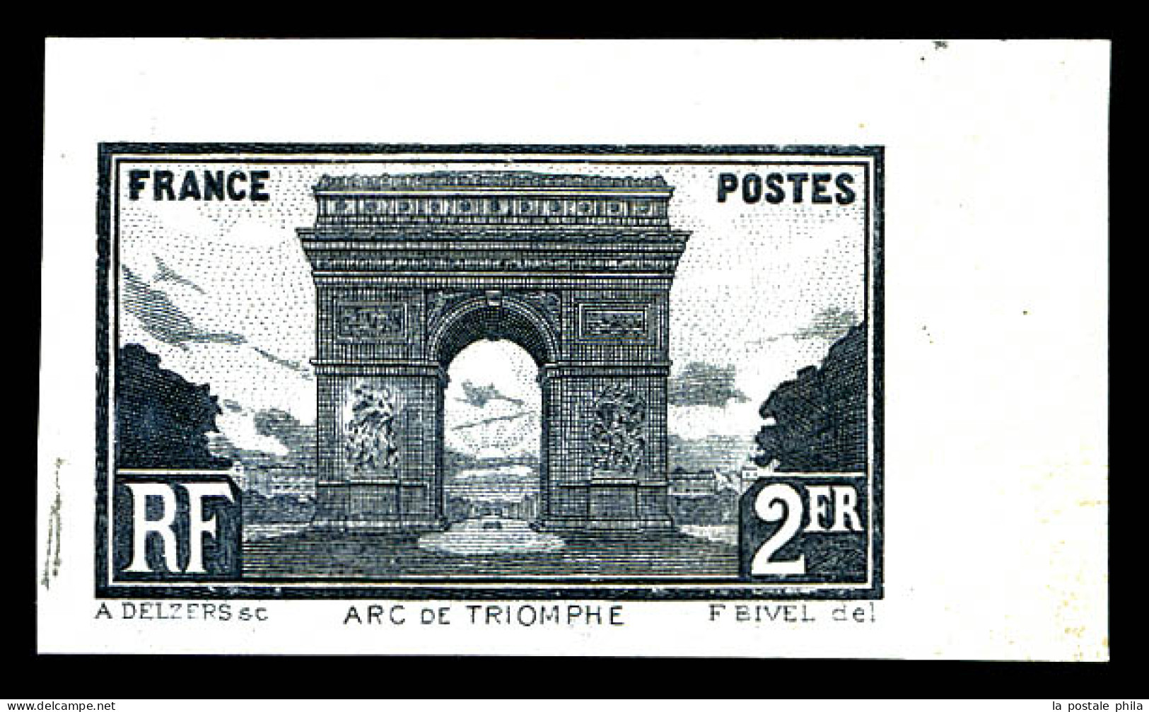 N°258A, (N° Maury),Non émis 2F Noir Non Dentelé, Bord De Feuille. SUP. R. (signé Brun/certificat)  Qualité: *  Cote: 120 - Neufs