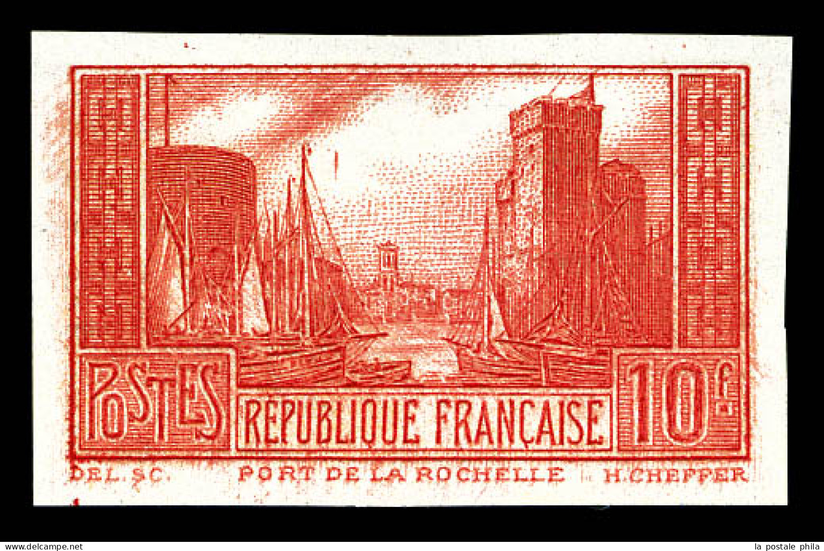N°261, Port De La Rochelle, 10F Rouge Non Dentelé, Très Jolie Pièce, R.R.R (certificat)  Qualité: **   - Neufs