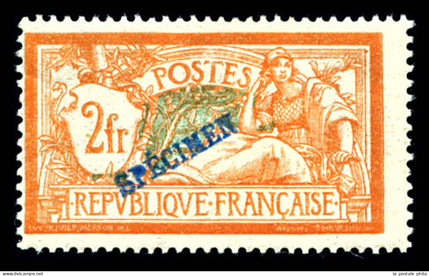 N°145, 2F Orange Et Vert-bleu Surchargé 'SPECIMEN' En Bleu, R.R.R (signé Scheller/certificat)  Qualité: *   - 1900-27 Merson