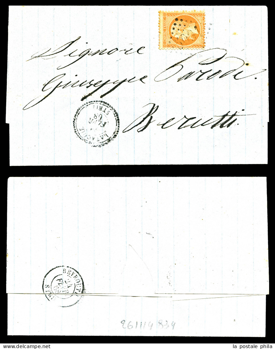 N°23, 40c Orange Obl GC '5091' De Lattaquié, Arrivée à Beyrouth Le 24 Fev 68. SUP. R. (certificat)  Qualité: Oblitéré   - 1862 Napoleon III