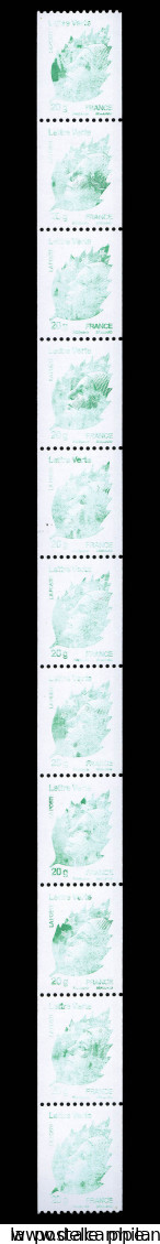 N°112, Beaujard, Lettre Verte (N°4597), Impression Dépouillée Sur Bande De 11 Exemplaires (ex Collection J.P Comtet). SU - Rollen