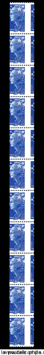 N°109, Beaujard TVP Bleu, Découpe à Cheval Latéral Sur Bde De 11ex. TTB (certificat)  Qualité: **  Cote: 880 Euros - Coil Stamps