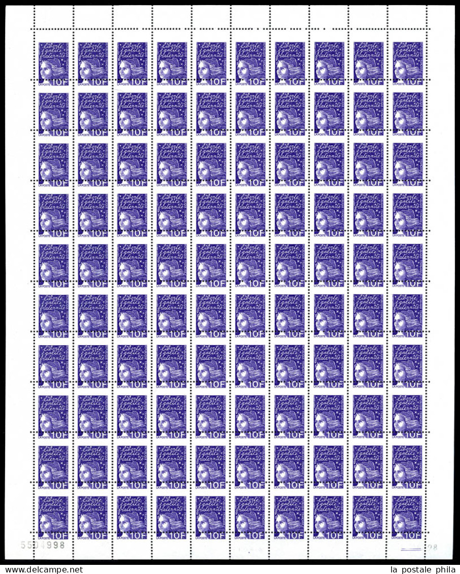 N°3099g, 10F Luquet, Piquage à Cheval Vertical En Feuille Complète De 100 Exemplaires (ex Collection J.P Comtet). SUPERB - Nuevos