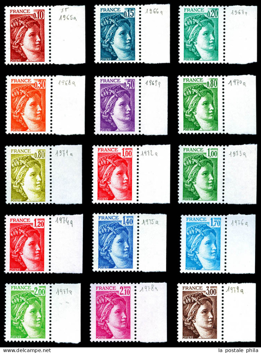 N°1965b/1979b, Sabine, Série Complète Sans Phosphores, Les 15 Valeurs Bdf, TTB (signés Calves)  Qualité: **  Cote: 300 E - Nuovi