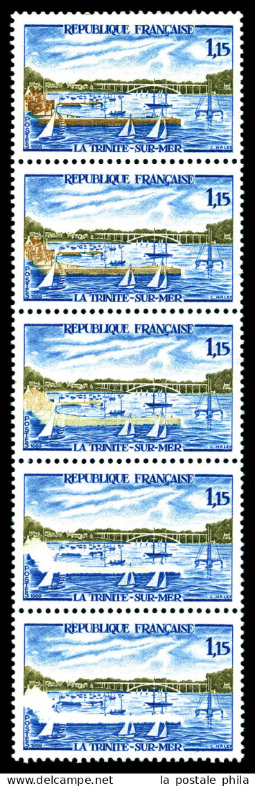 N°1585a, La Trinitée: Môle Blanc Tenant à Normal+ 2 Môles Central Absent En Bde De 5 Exemplaires, TTB  Qualité: **  Cote - Unused Stamps