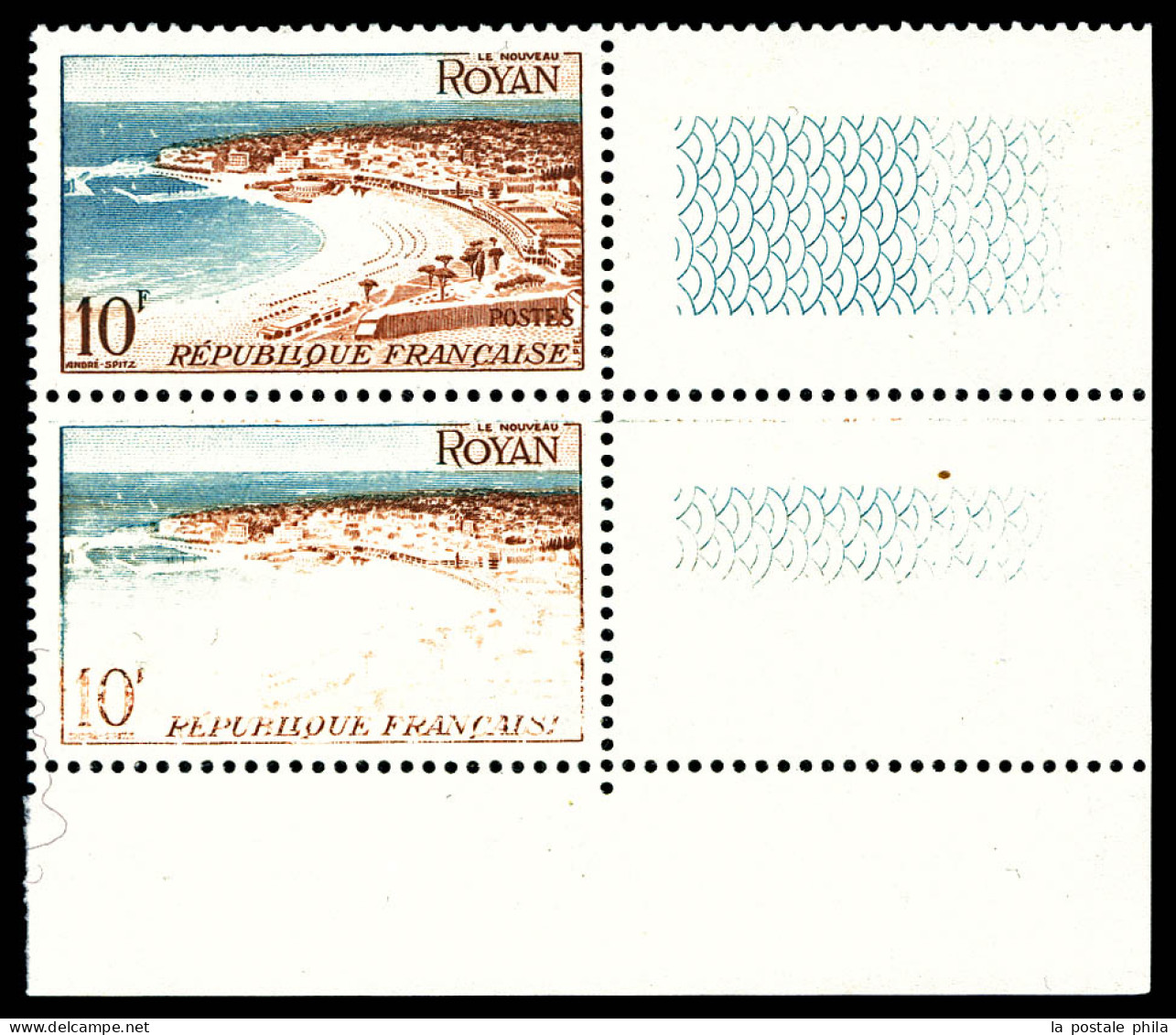 N°978, Royan, Impression Dépouillée Tenant à Normal, Cdf. TTB (certificat)  Qualité: **   - Unused Stamps