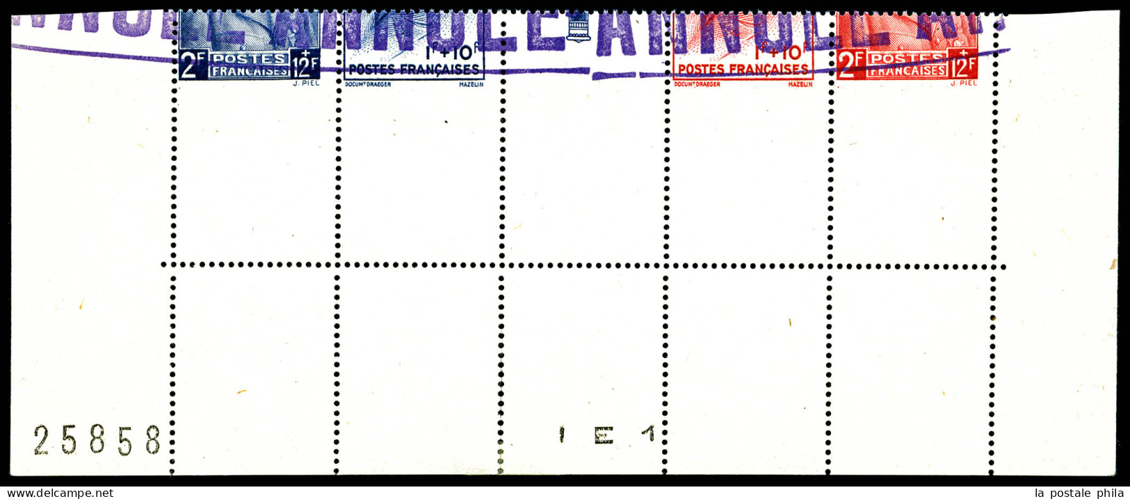 N°571Ac, Bande Secours National, Piquage à Cheval Surchargé 'ANNULE' Bas De Feuille, SUPERBE. R.R. (certificat)  Qualité - Nuovi