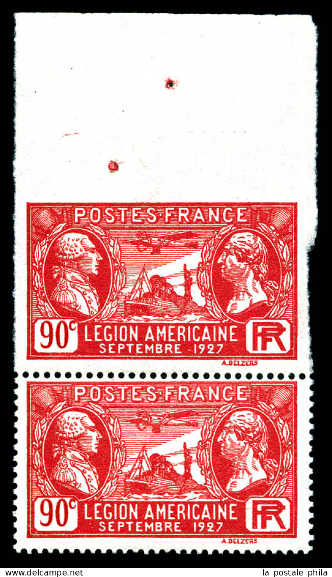 N°244d, Légion Américaine: Non Dentelé Tenant à Dentelé En Paire Verticale Haut De Feuille Avec Point De Repère (tirage: - Unused Stamps