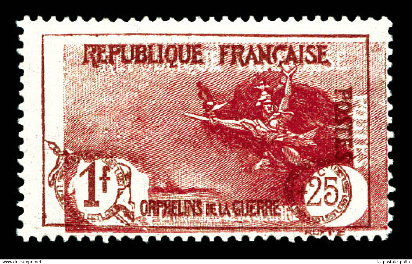 N°231a, 1f +25 Orphelins, Centre Très Déplacé. SUPERBE. R.R. (certificat)  Qualité: **  Cote: 1500 Euros - Unused Stamps