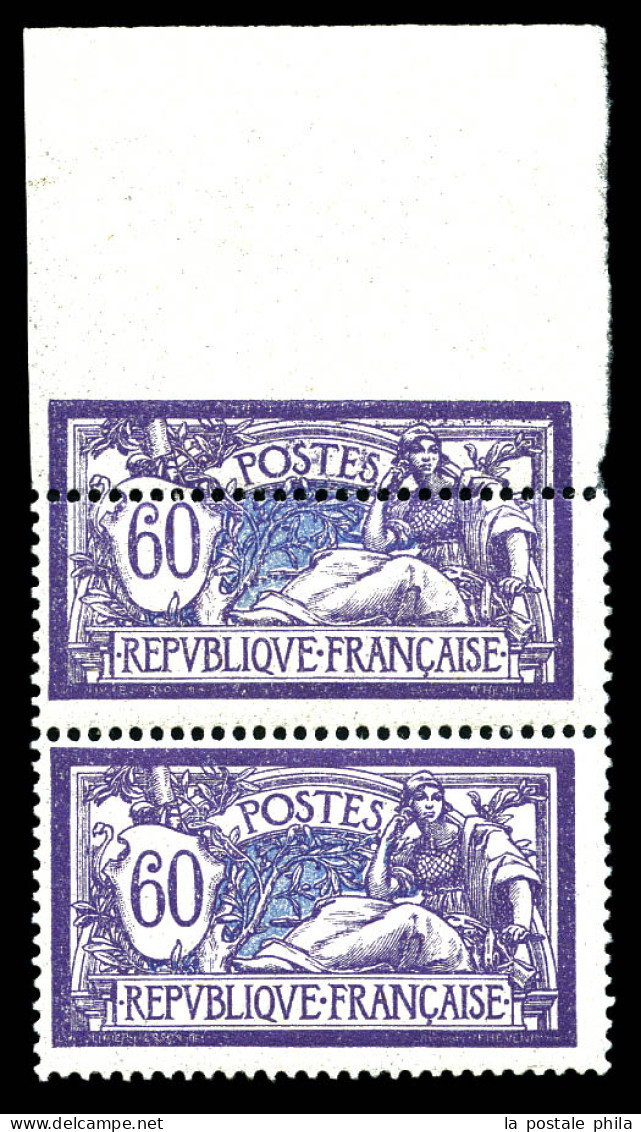 N°144, 60c Merson, Piquage Décalé Tenant à Normal En Paire Bdf. SUP (signé Calves/certificat)  Qualité: **   - Unused Stamps